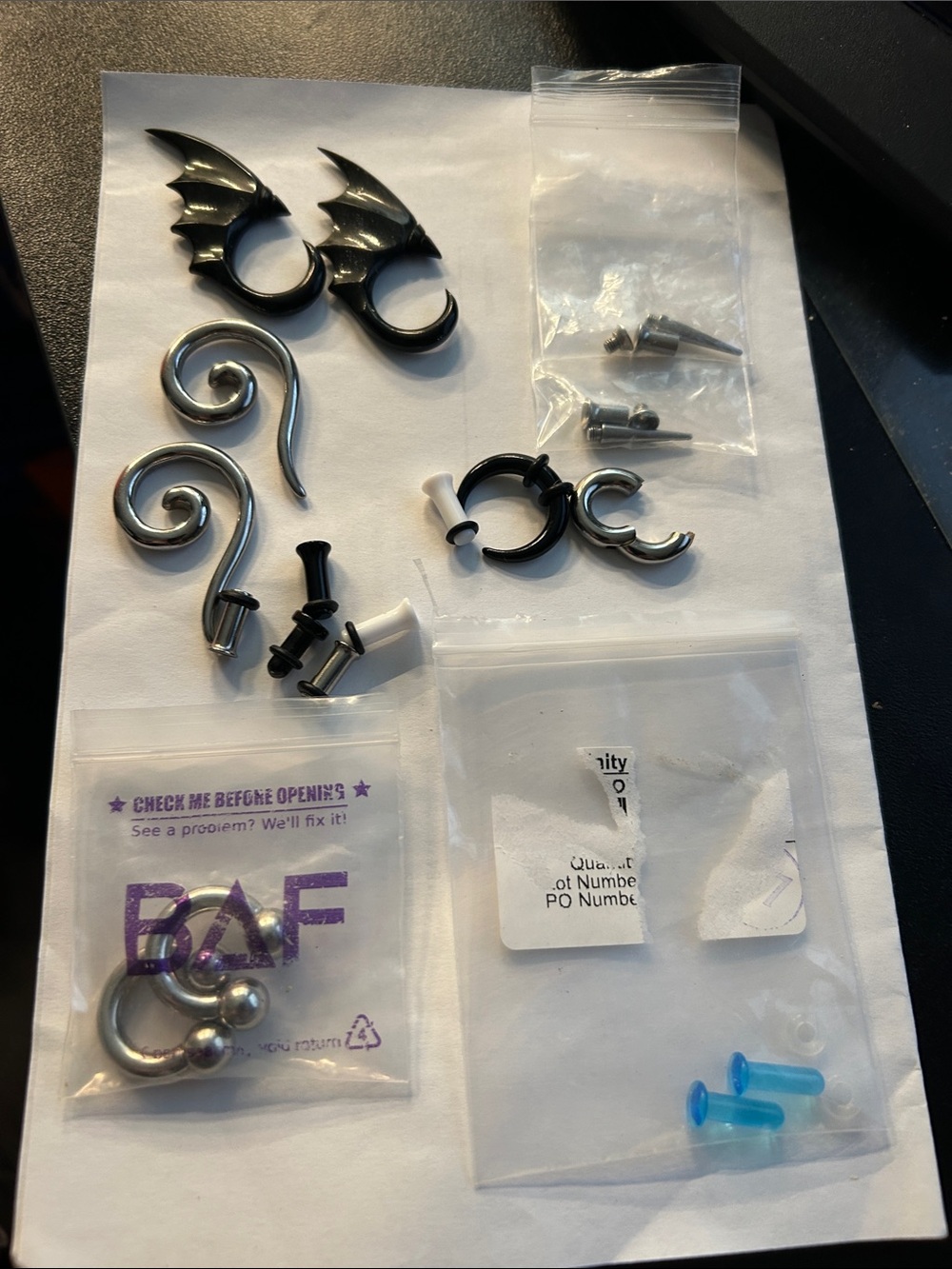 Men's Black and Silver Ear Gauge & Plug Jewelry Set